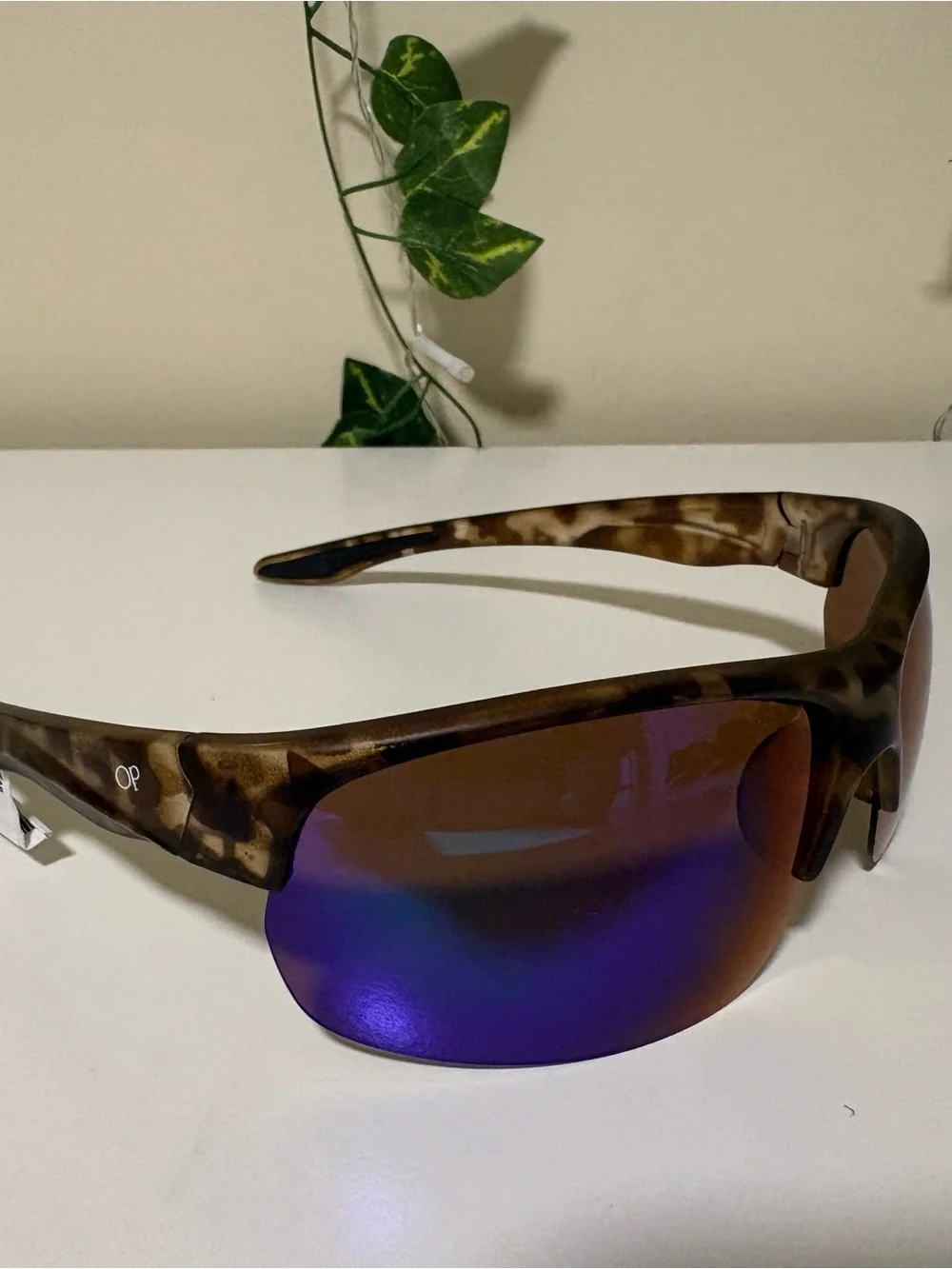 Ocean Pacific Polarized Men's Sunglasses — Tortoise w Mirrored Lenses